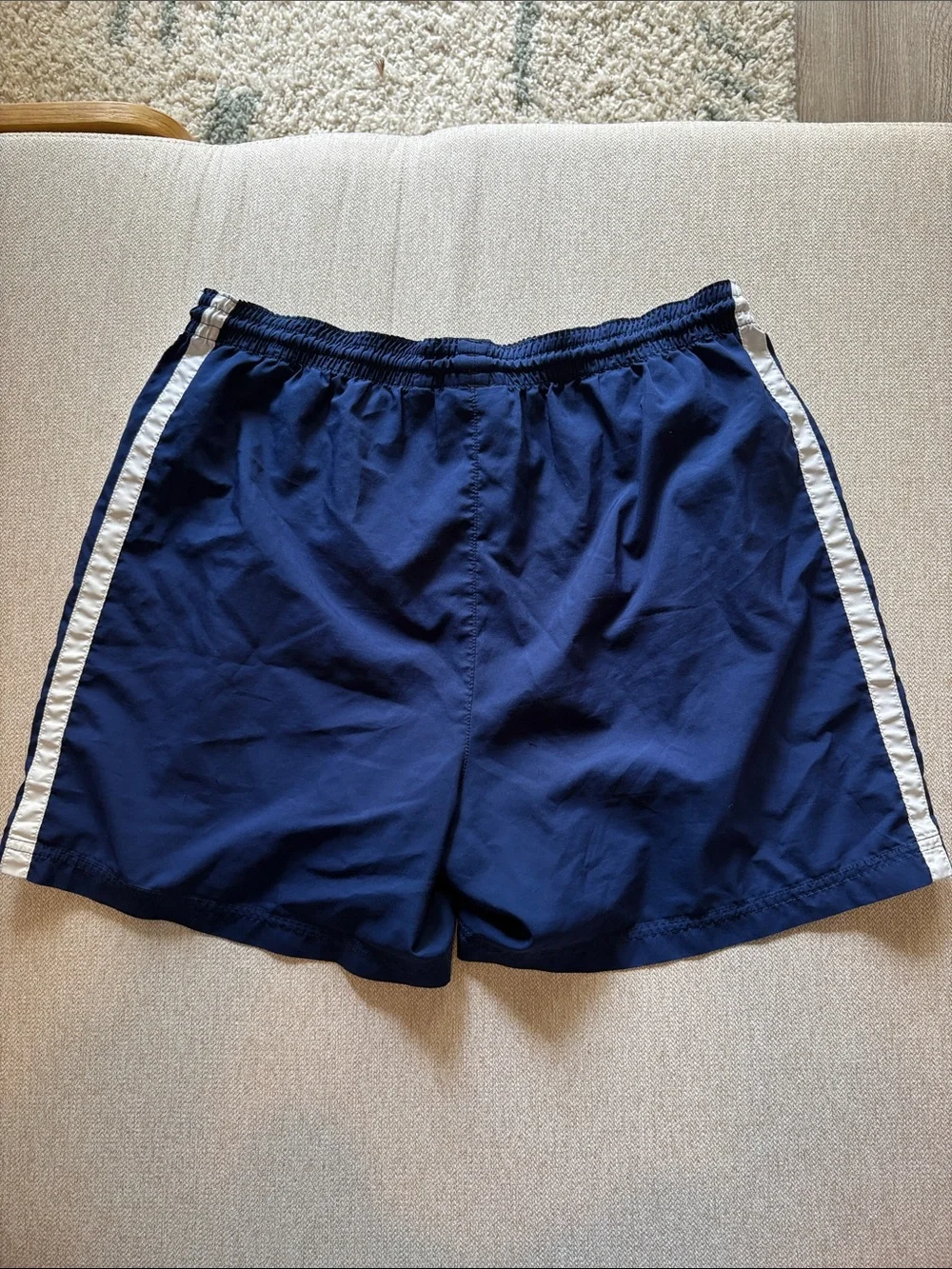 adidas Men's Navy Blue Athletic Shorts with White Side Panels
